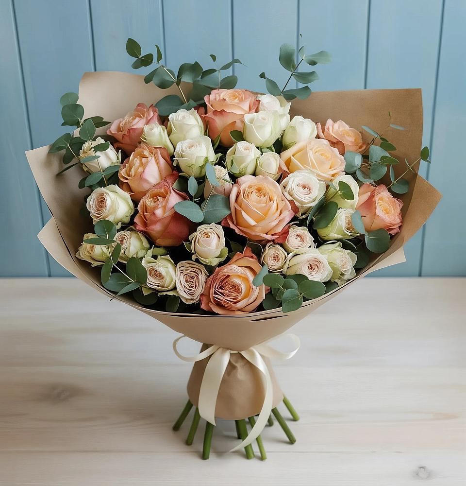 Букет цветов из: Альстромерии и Розы в Марков Лес