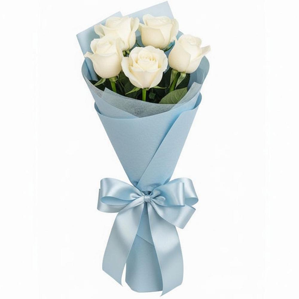 Букет 5 Белых роз Проуд в Марков Лес