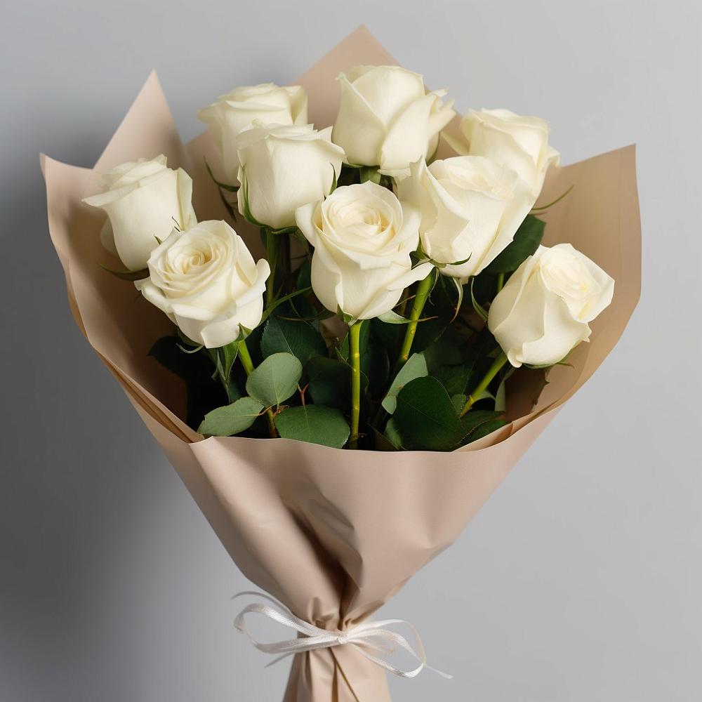 Букет 9 Белых роз Эдлесс Лав в Марков Лес