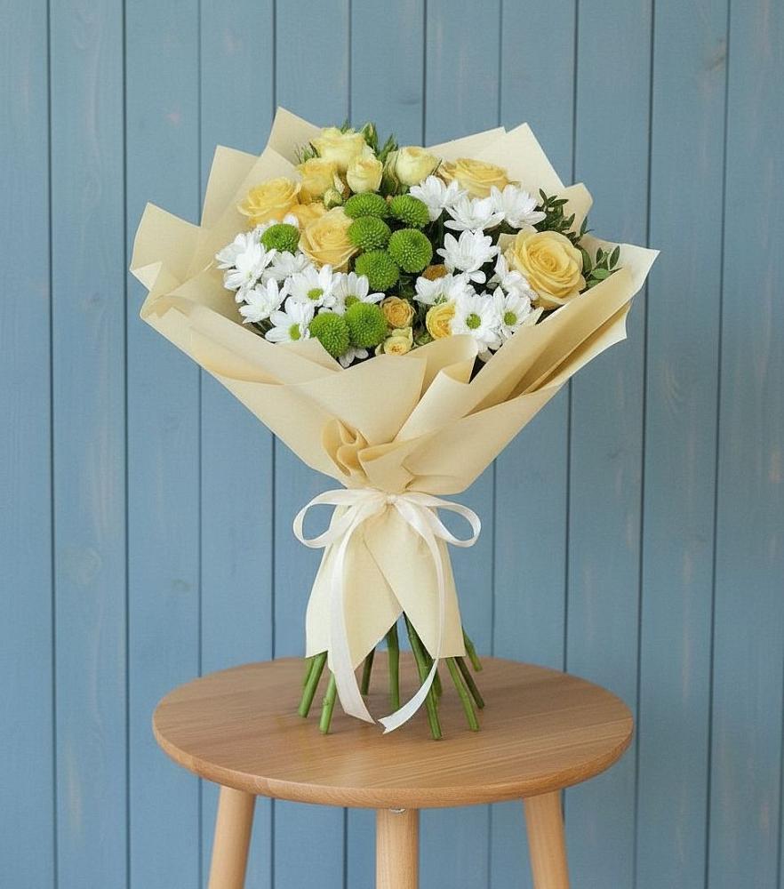 Букет цветов из: Хризантемы и Розы в Марков Лес