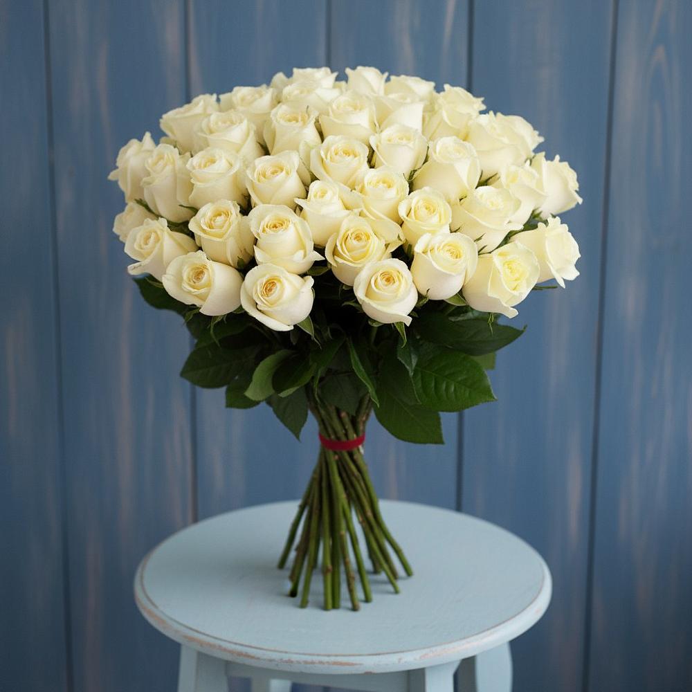 Букет 51 Белая роза Эдлесс Лав в Марков Лес
