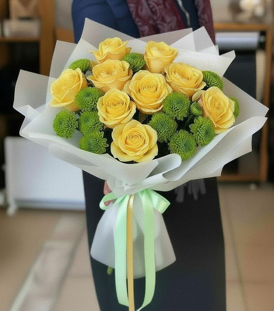 Букет цветов из: Хризантемы и Розы в Марков Лес