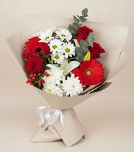 Букет цветов из:  Розы, Хризантемы, Герберы и Лилии #REPLACE_PRED# Марков Лес