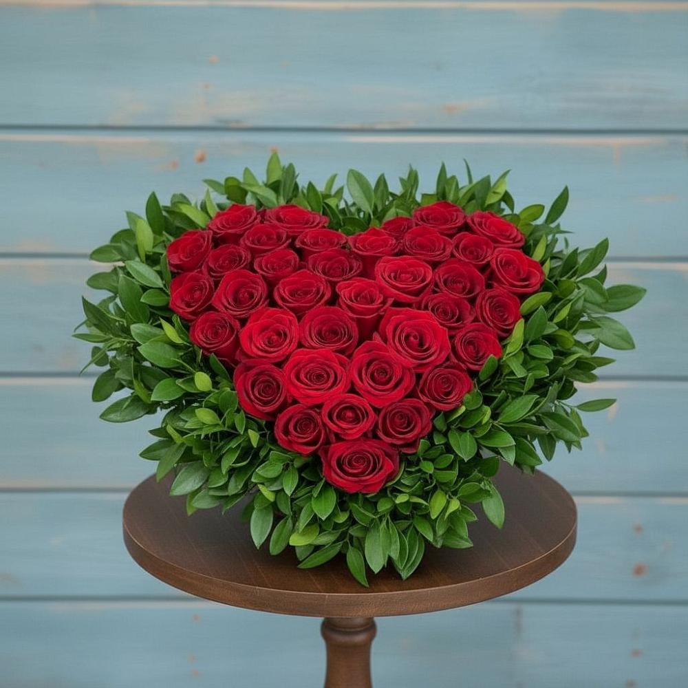 Цветочная композиция из Розы в виде сердца в Марков Лес