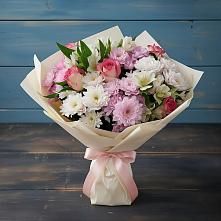 Букет цветов из:  Хризантемы, Альстромерии и Розы в Марков Лес