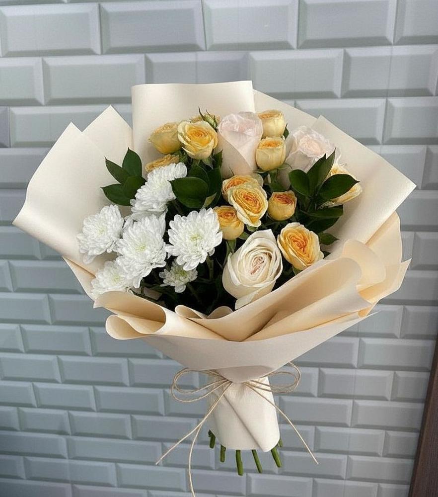 Букет цветов из: Розы и Хризантемы в Марков Лес