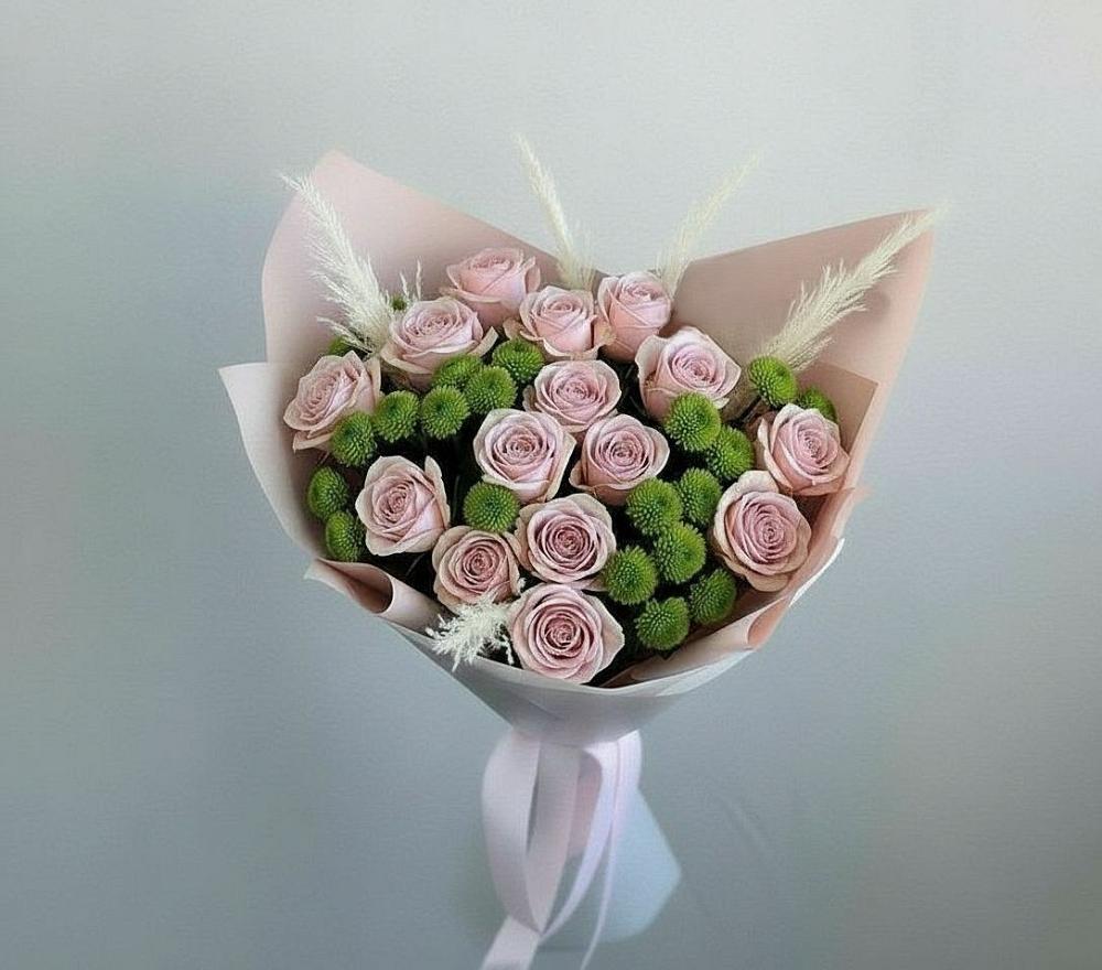 Букет цветов из: Розы и Хризантемы в Марков Лес