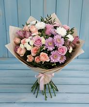 Букет цветов из:  Хризантемы, Розы и Альстромерии в Марков Лес