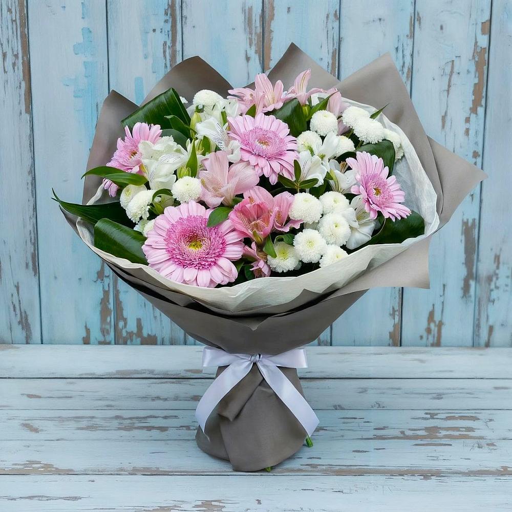 Букет цветов из: Герберы, Альстромерии и Хризантемы в Марков Лес